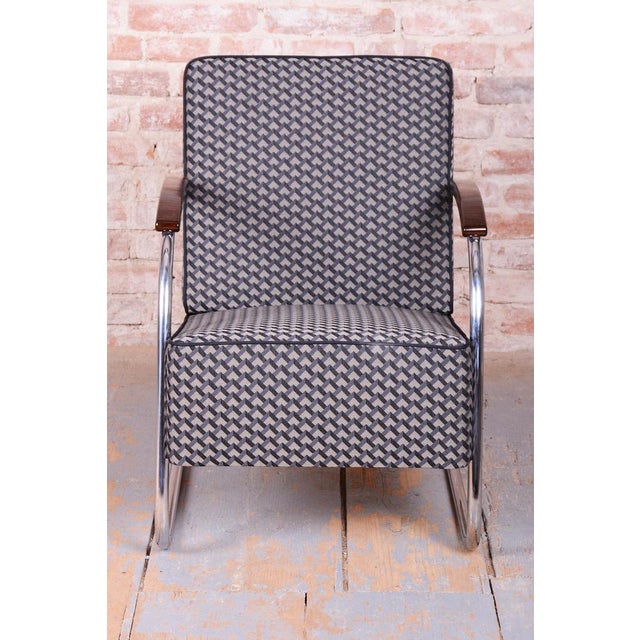 Bauhaus Armchair in Beech and Chrome from Mücke Melder, Czech, 1930s For Sale - Image 4 of 17