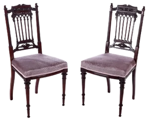 Set of Antique Victorian Carved Mahogany Side Chairs