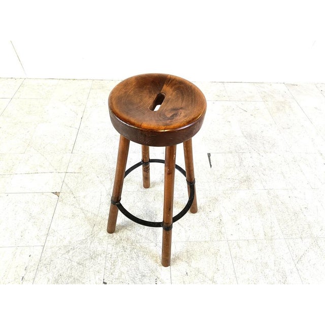 Brown Brutalist Bar Stool, 1960s For Sale - Image 8 of 11