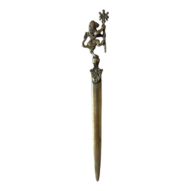 Vintage Brass Letter Opener From Italy For Sale