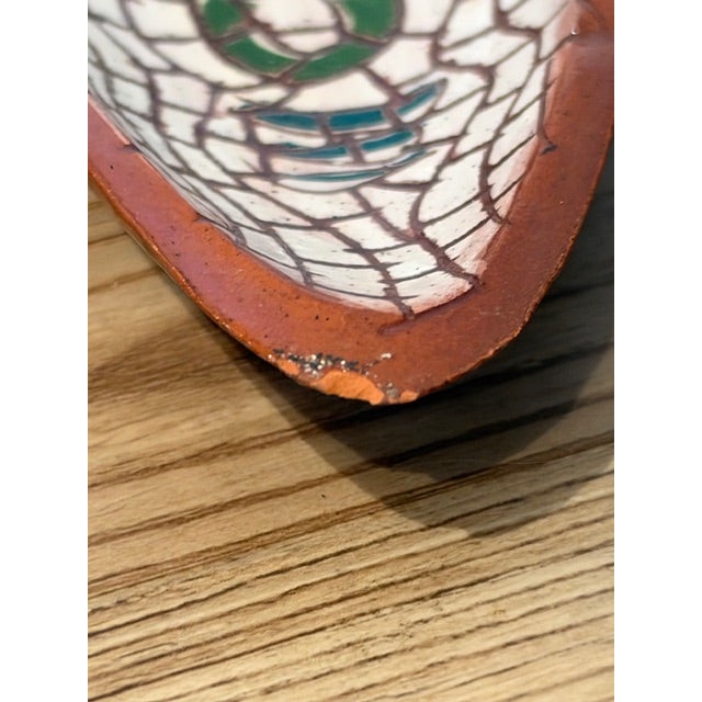 Tan Vintage Glazed Ceramic and Mosaic Avocado Dish For Sale - Image 8 of 8