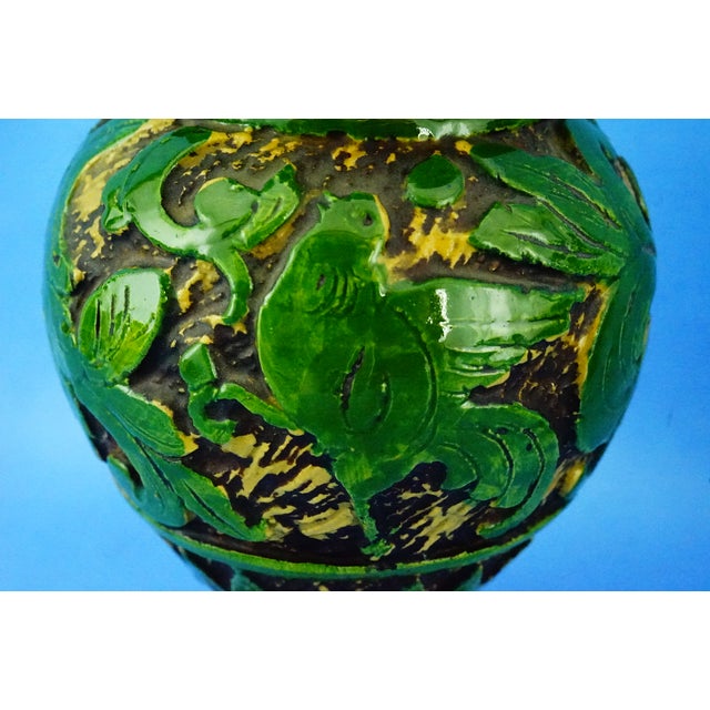 Antique Green Neo-Renaissance Vases in Relief by Vincenzo Corrente, 1890s, Set of 2 For Sale - Image 15 of 18