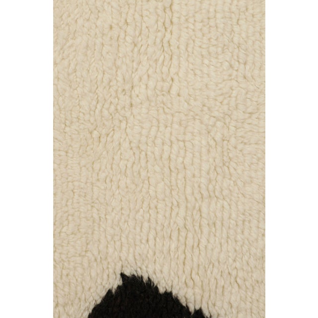 Contemporary Rug & Kilim’s Contemporary Rug With Cream Field & Black Geometric Borders For Sale - Image 3 of 9