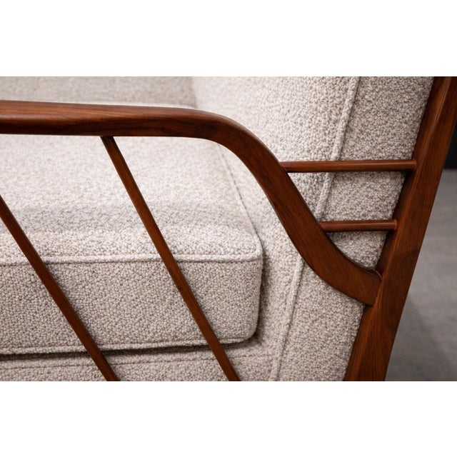 Wood Rino Levi Sofa in Hardwood and Bouclé, Brazilian Modern, 1960s For Sale - Image 7 of 11