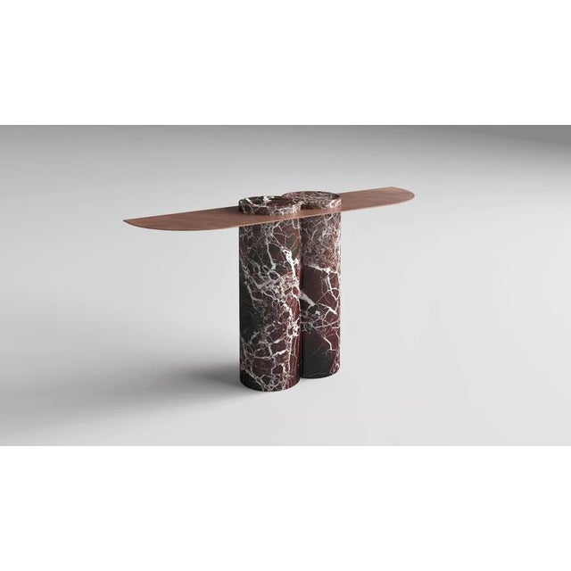 Jumbo rosso levanto console by etamorph dimensions: w 140 x d 35 x h 80 cm. Materials: verde alpi and tinted artistic...