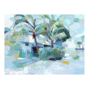 Shady Spot, Guatemala - Cool Tone Abstract Landscape Textural Impasto Painting Original Artwork by Dana Cowie