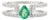 14k White Gold Pear Emerald and Diamond Split Band Ring Size 6.5 For Sale
