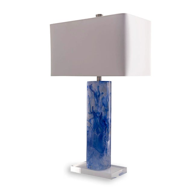 Port 68 Oceanic Marbled Blue Cylindrical Lamp For Sale - Image 4 of 8