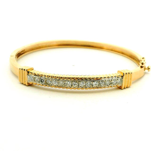 Vintage 14k Gold Diamond Hinged Bangle Bracelet For Sale - Image 12 of 12