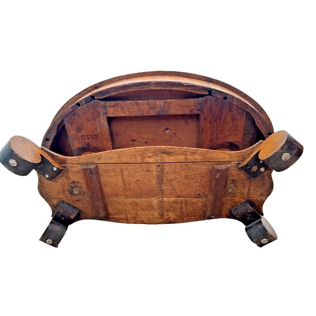 Antique Oval Coffee Table, Tiger Oak, Drawer, Shelf, Petite Size, Empire Style For Sale - Image 11 of 11