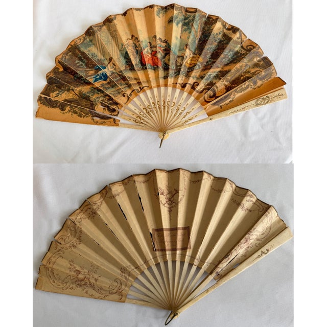 Antique C. 1910 Maquet Paris Harbor Inn New York Carved Bone Advertising Hand Fan For Sale - Image 11 of 12