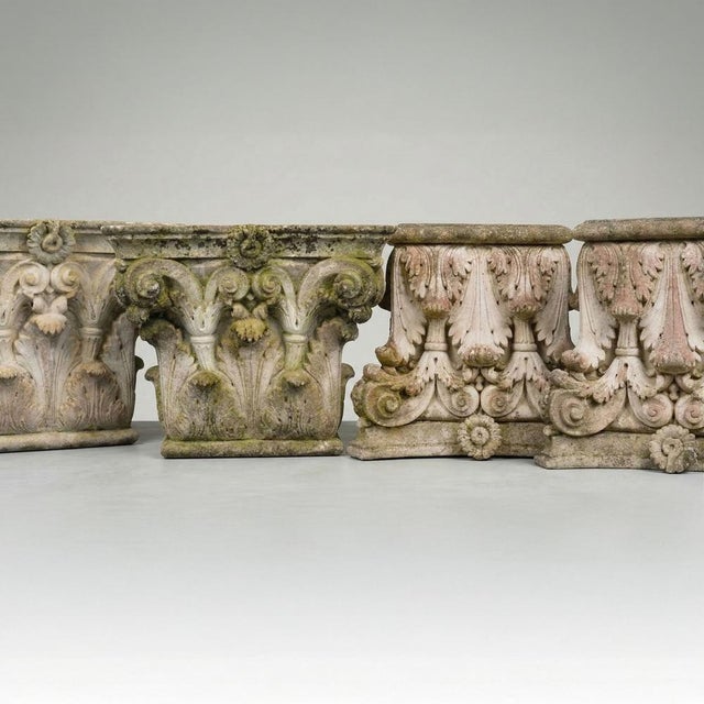 These four sculpted stone architectural elements form a suite of rare elegance. Directly inspired by the Corinthian style...