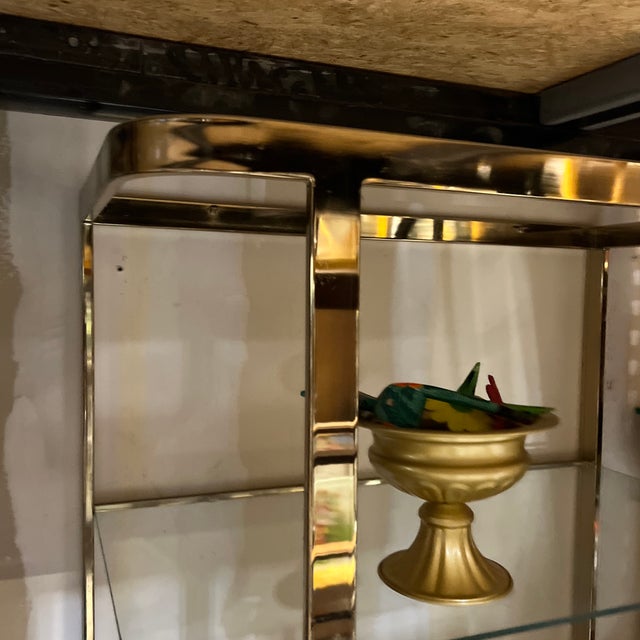 Art Deco Vintage Art Deco Gold and Glass Bookcase For Sale - Image 3 of 5