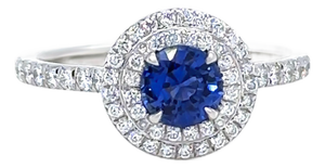 Tiffany & Co. Platinum Blue Sapphire & Diamond Engagement Ring 1.15ct 4.65g, Size 6.75