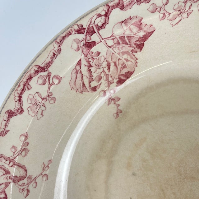 Oval Pink Earthenware Fontainebleau Salad Bowl from KG Lunéville, 19th Century For Sale - Image 9 of 11