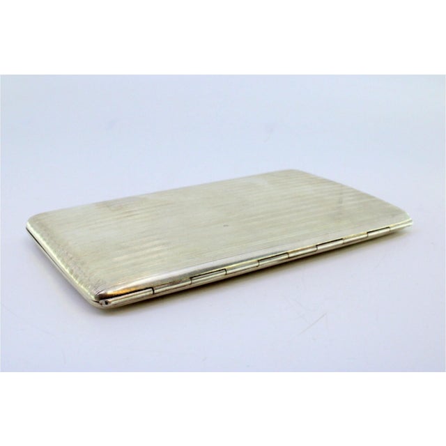 Silver Cigarette Case with Top Trim and Gilt Interior For Sale - Image 4 of 8