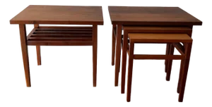 Mid 20th Century Danish Modern Set (4) Solid Teak Nesting Tables & End Table