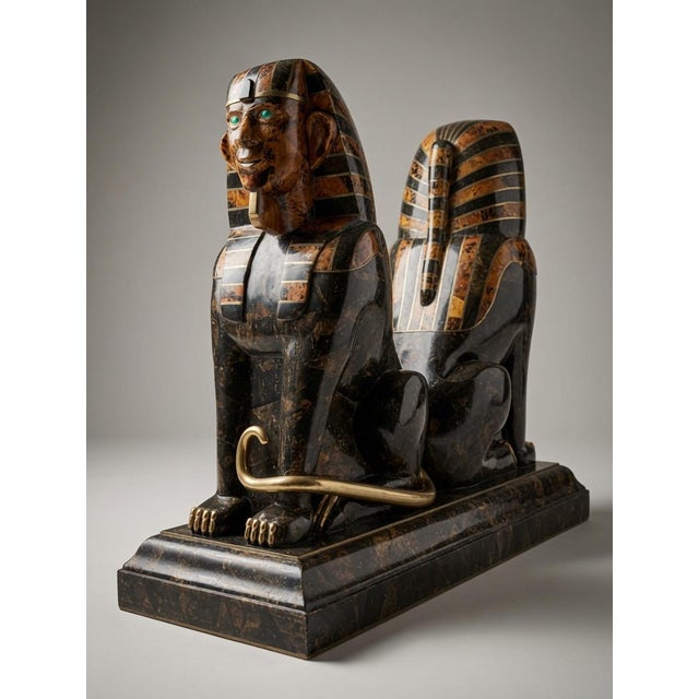 Exquisite Pair of Authentic Maitland-Smith Egyptian Revival Sphinx Table Bases Elevate your interior with this...