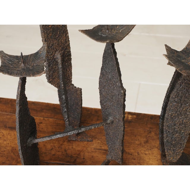 Metal Vintage Sculptural Brutalist Candleholders, 1960, Set of 2 For Sale - Image 7 of 11