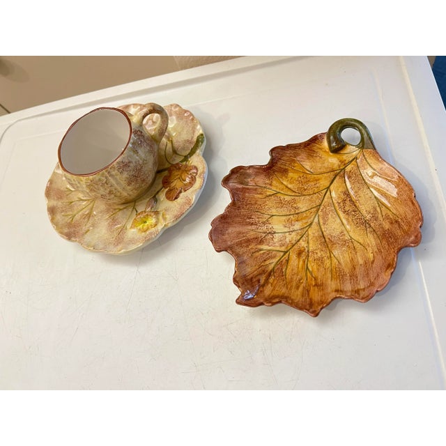 American Vintage Fall Maple Leaf Tea & Snack Plates Set- 12 Pieces For Sale - Image 3 of 8