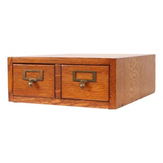 Antique Quarter Sawn Oak Card File Cabinet For Sale