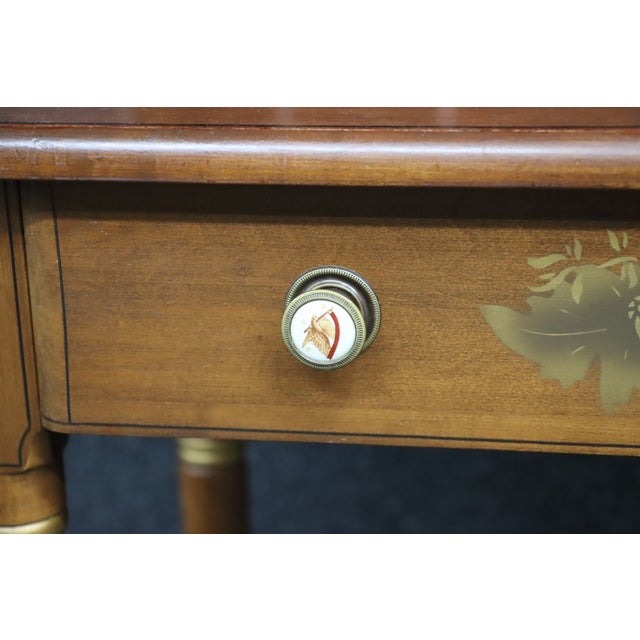 Mid-Century Hitchcock Style Cherry Writing Desk With Stenciled Fruit Decoration For Sale - Image 11 of 15
