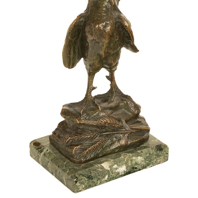Antique French Bronze Animalier Sculpture Statue Rooster Cockerel Chicken by Louis-Albert Carvin, 1900 For Sale - Image 11 of 14