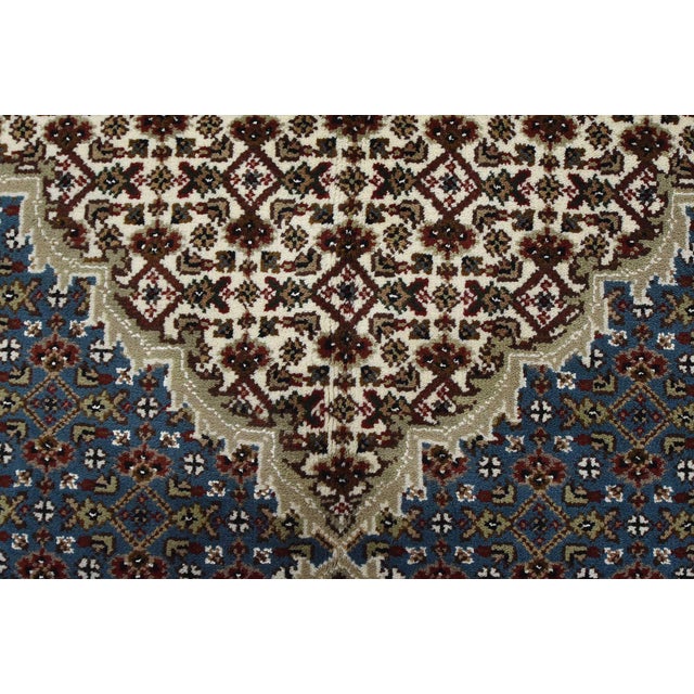 Tabriz Mahi Rug 10'1'' X 14'5'' Blue Wool Traditional Hand-Knotted Carpet For Sale - Image 10 of 15
