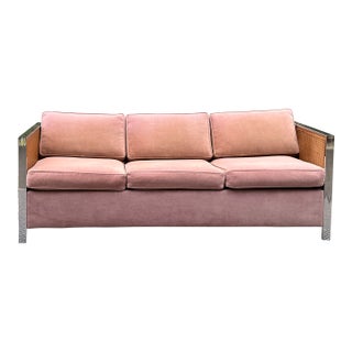 Late 1960s–1970s Chrome and Cane Sleeper Sofa For Sale