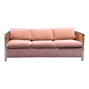 Late 1960s–1970s Chrome and Cane Sleeper Sofa