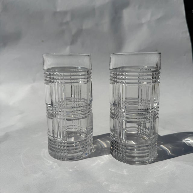 Glass Ralph Lauren Glen Plaid Crystal Highball Glasses-Set of 2 For Sale - Image 7 of 8