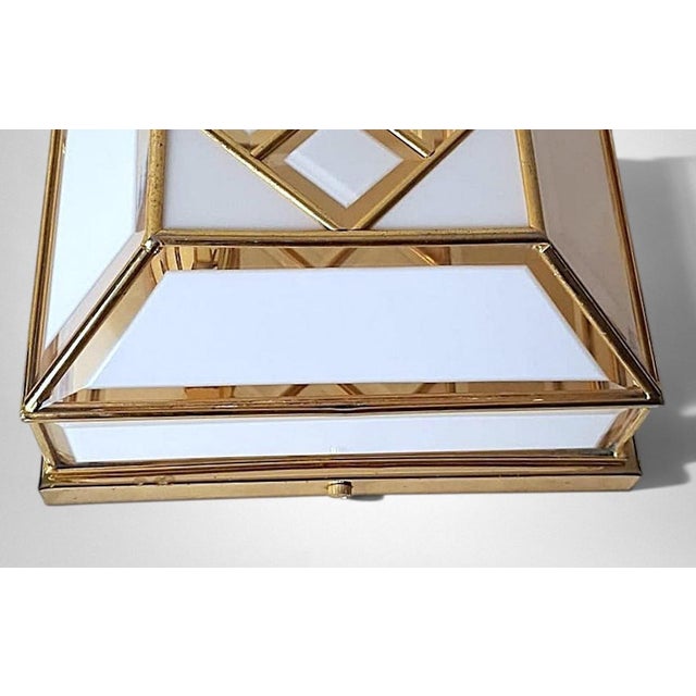 Mid 20th Century Italian Brass and Frosted Opaline Glass Flush Mount Ceiling Light For Sale - Image 10 of 18