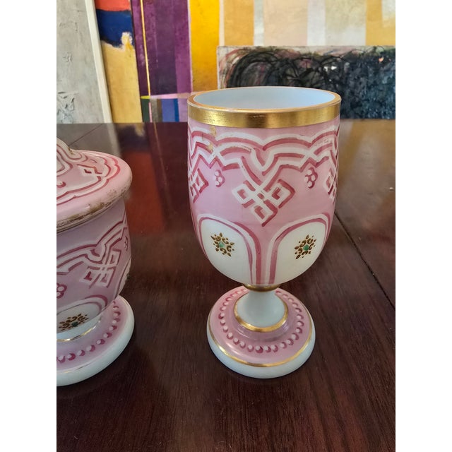 Antique Bohemian Glass Moser Opaline Goblets - Set of 3 For Sale - Image 4 of 9