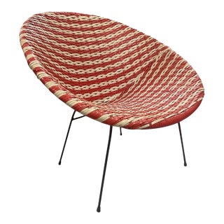 1960s Mid-Century Modern Balinese Vinyl Weave Scoop Chair For Sale