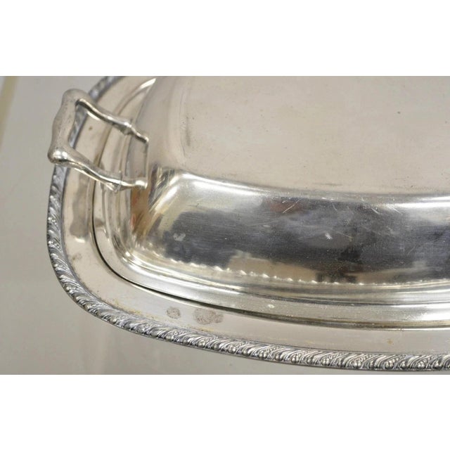 Mid 20th Century Vintage World Silver on Copper Lidded Vegetable Serving Platter With Handles For Sale - Image 5 of 11