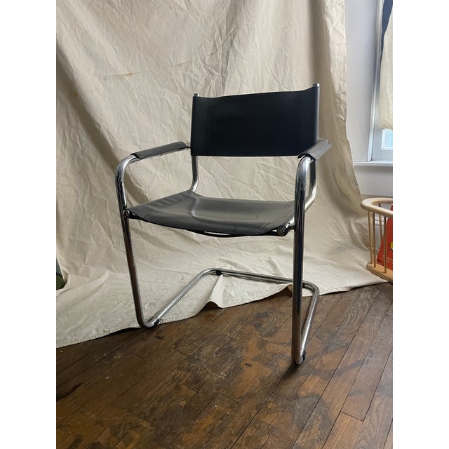 1960’s Loewenstein Oggo Italian Leather MCM Chair Grey Leather and Chrome Excellent condition.