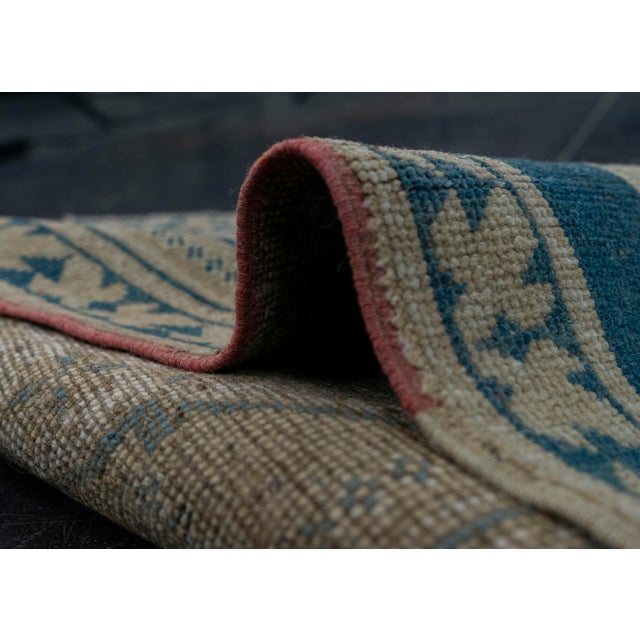 Textile Turkish Mini Rug Oriental Hand Knotted Vintage Rug 1'10" x 3'8" #20642 For Sale - Image 7 of 8