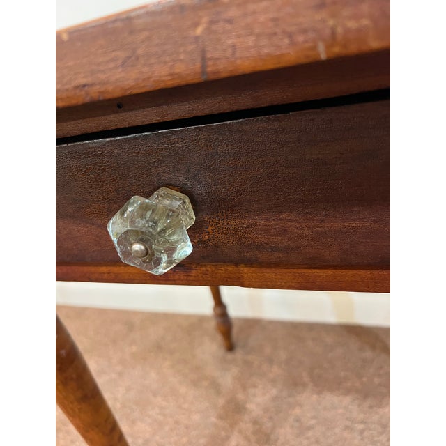 Wood Mid 19th Century Sheraton American Birds Eye Maple Legged Cherry One Drawer Stand For Sale - Image 7 of 11