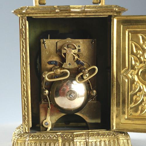 Goldenrod Vintage Carriage Clock in Bronze For Sale - Image 8 of 10