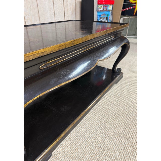 Black 1990s Two-Tier Black Lacquer Chinoiserie Coffee Table - Style of Rose Tarlow For Sale - Image 8 of 10