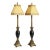Lamps Maitland Smith Black Marble Pair & Silk Shades For Sale