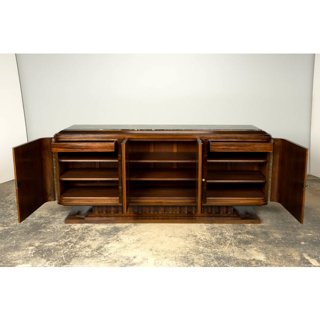 1940s Monumental Sideboard by A. Bicchierini, Burl Wood & Marble, Provence For Sale In New York - Image 6 of 18
