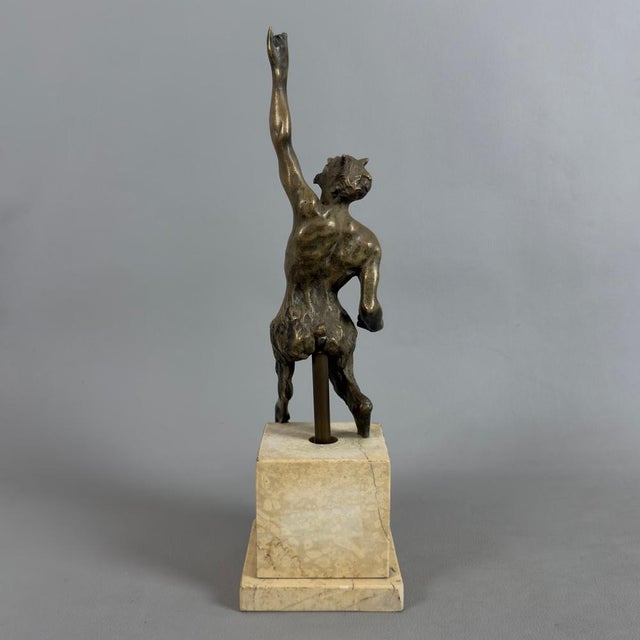 Bronze Sculpture of Satyr on Marble Base, 19th Century For Sale - Image 5 of 17