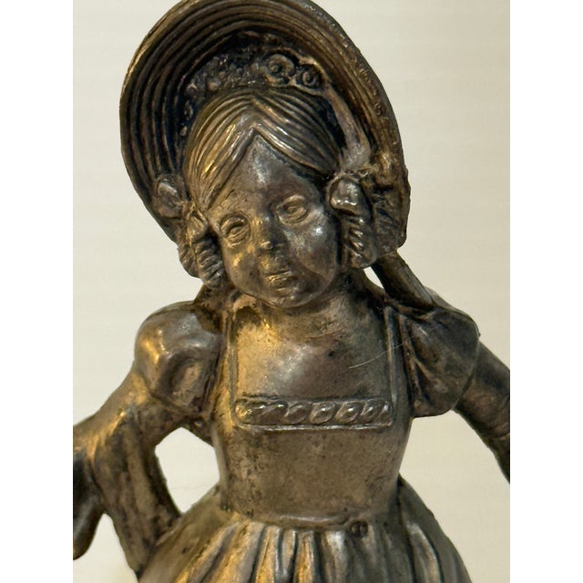 Silver Antique 1800s Pewter Little Match Girl Candle Snuffer Hans Christian Andersen For Sale - Image 8 of 12