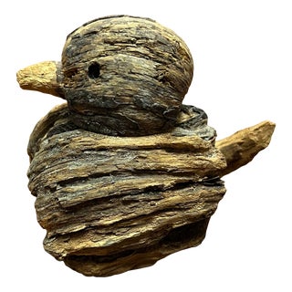 20th Century Rustic Organic Folk Art Wooden Bird Sculpture For Sale