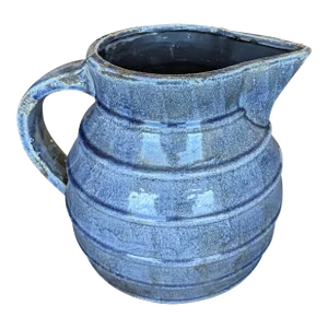 1990s Acid Wash Blue and Armadillo Striped Pitcher Planter