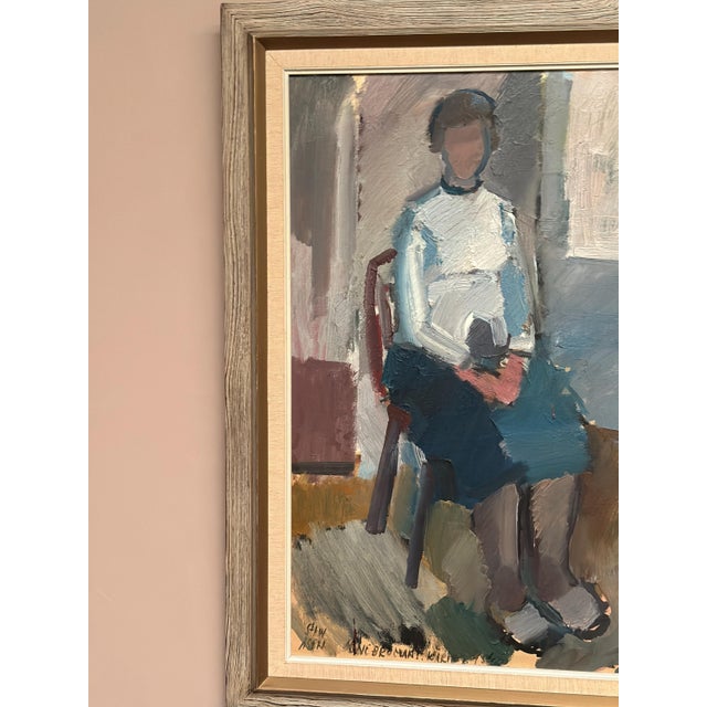 Mid-Century Modern Gösta Stawåsen, Seated Woman, 1950s, Oil on Canvas, Framed For Sale - Image 3 of 15