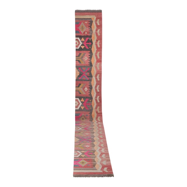 1970s Vintage Turkish Oushak Stair Kilim Runner For Sale