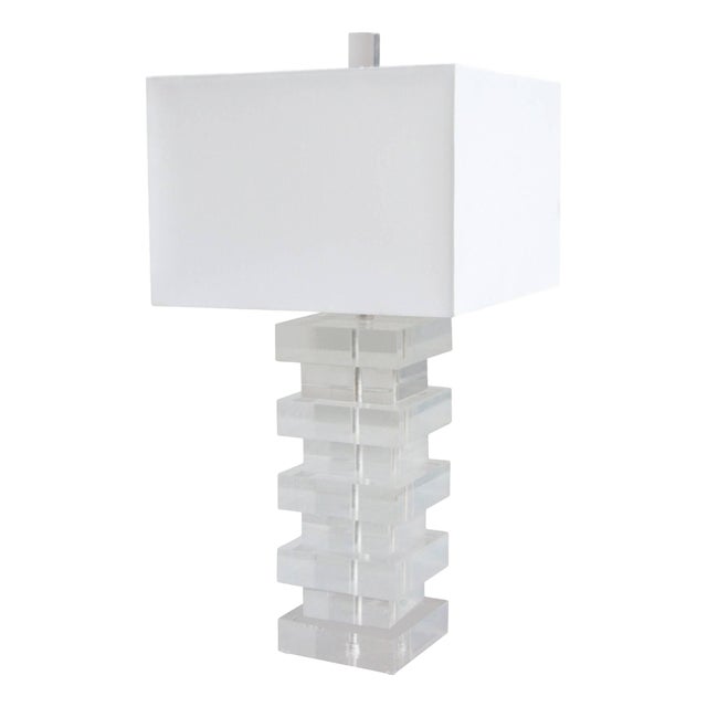 1960s Modernist Lucite Table Lamp For Sale