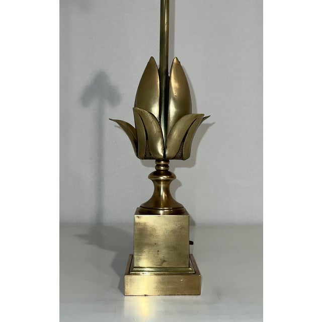 1970s Flower brass table lamp in the style of Maison Charles For Sale - Image 4 of 8